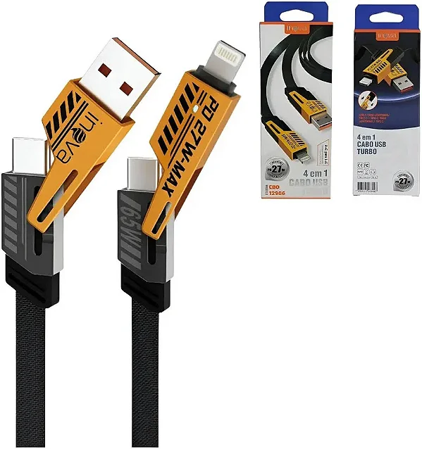 KV-12984 CABO USB 4 EM 1 27W 1M INOVA PRIME