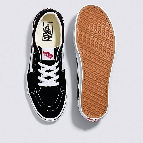 TÊNIS VANS SK8 LOW COURO BLACK TRUE WHITE  VN0A4UUK6BT