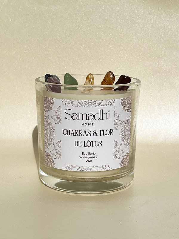 Vela Aromática com Cristais dos Chakras