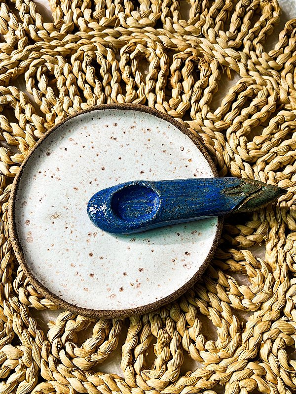 Mini Colherzinha Berinjela Cerâmica Artesanal