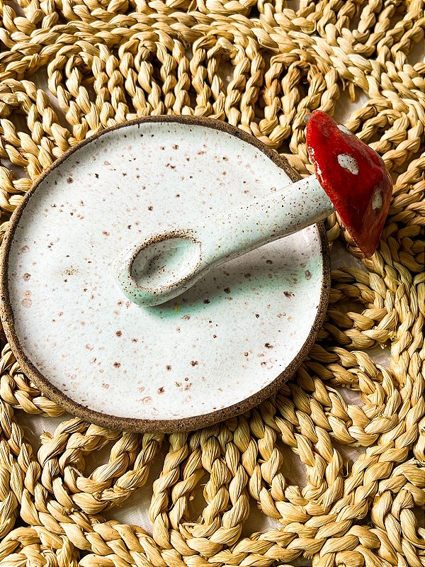 Mini Colherzinha Cogumelo Cerâmica Artesanal