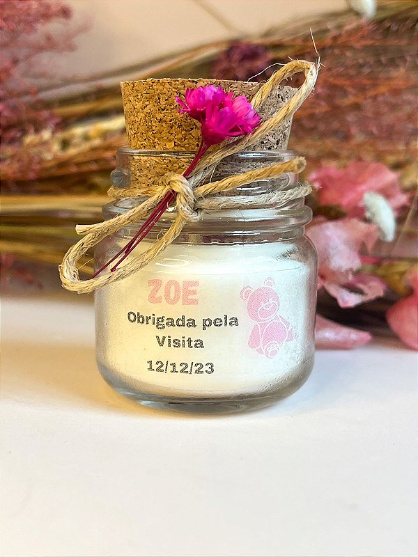 Kit 10 mini velas aromáticas com flores - Personalizada