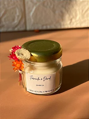 Kit 10 mini Velas Aromáticas com Mini Buquê Lateral - Personalizada