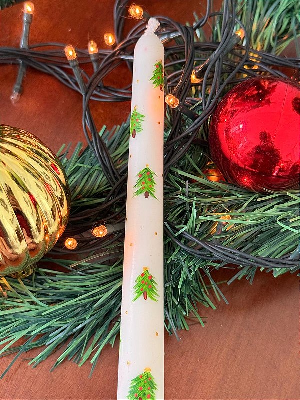 Vela Castiçal Pintada à Mão - Especial Natal