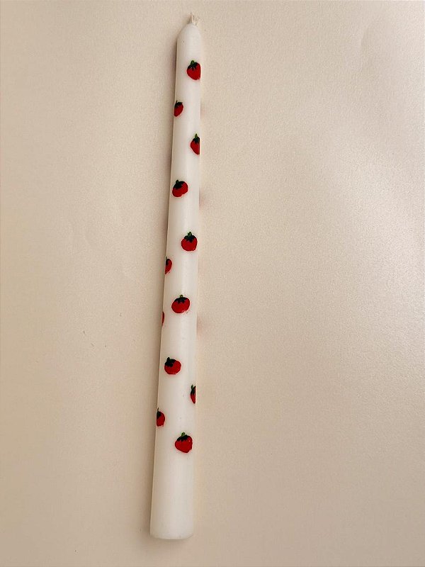 Dupla Vela Castiçal Tomate - Pintada à mão