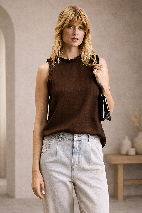 Blusa linho Allegra Marrom