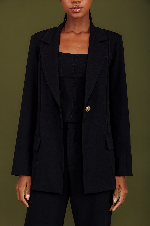 Blazer Preto Longo Lili
