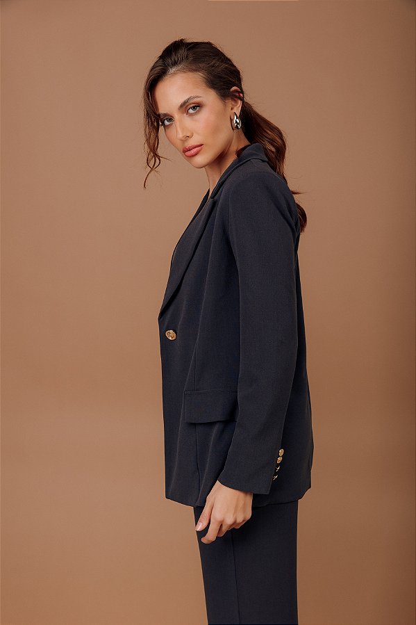 Blazer Cinza Longo Lili