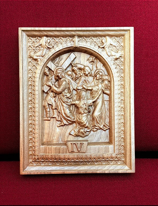 Via Sacra Entalhada em Madeira 48cm