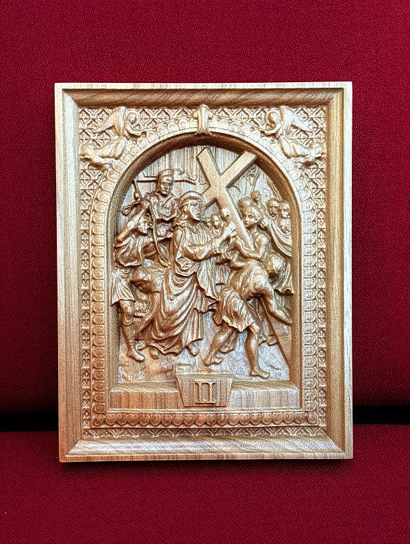 Via Sacra Entalhada em Madeira 18cm