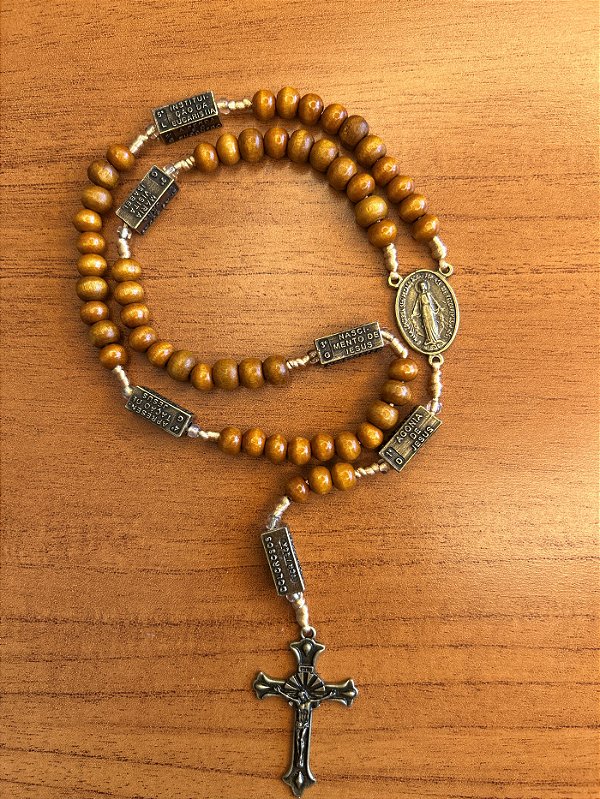 Terço Madeira - Mistérios do Rosário