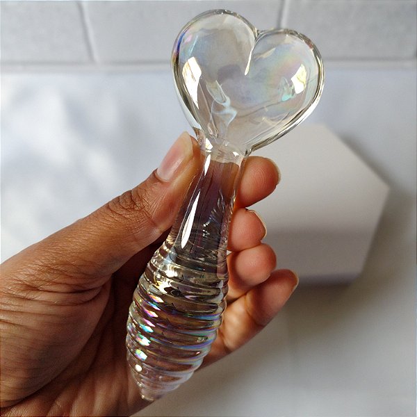 Plug Anal de Vidro Coração Transparente