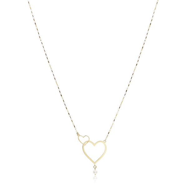 Colar Feminino Coração Perola