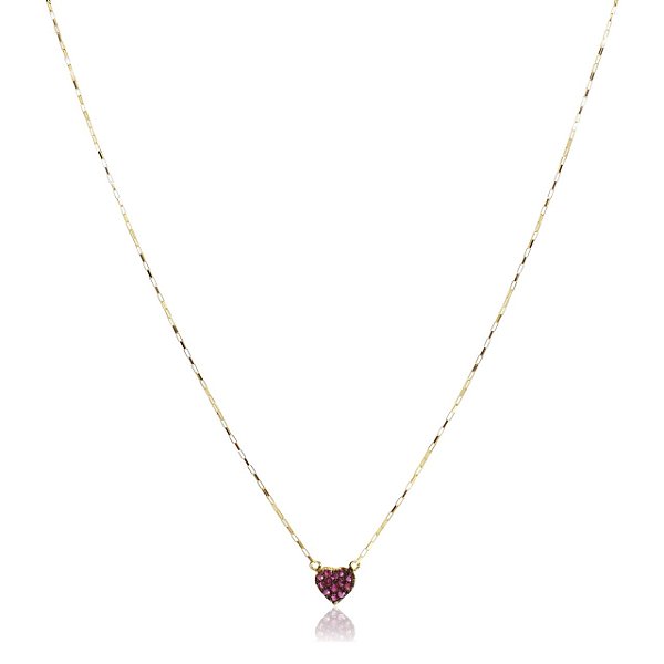 Colar Feminino Coração em Rubi