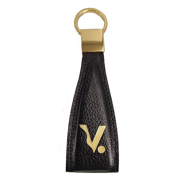 Chaveiro em Couro Vizzo com Metais Dourados