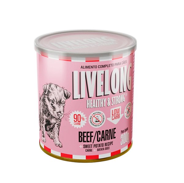 LIVELONG CARNE COM BATATA DOCE - LATA 300G
