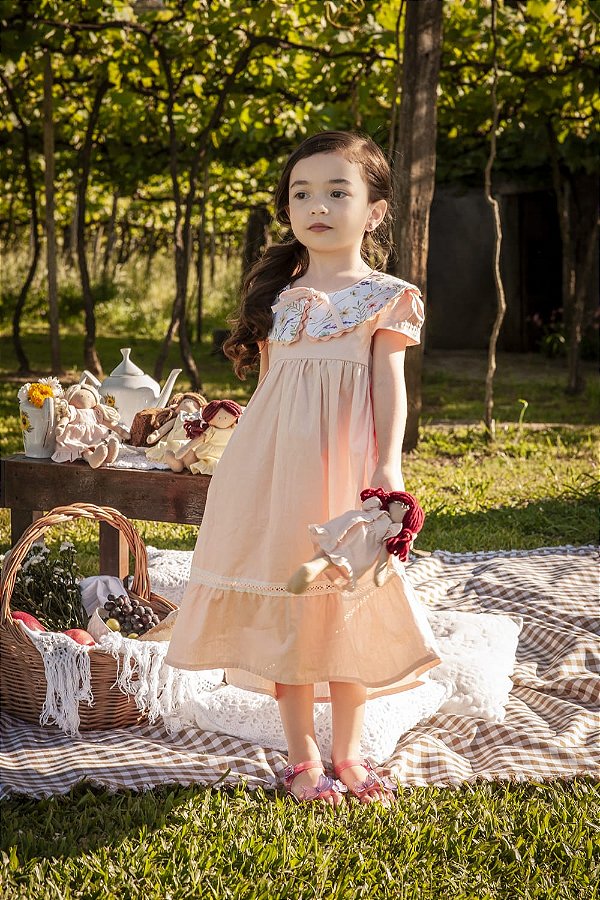 Vestido em Tricoline Rosê