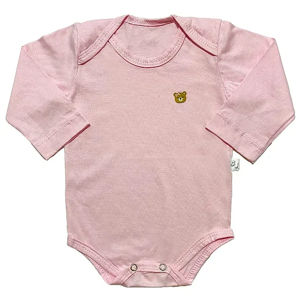 Body de Bebê Manga Longa Rosa Bebê