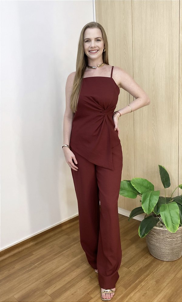 Conjunto Elegante Calça e Blusa Assimetrica Kali Twill Cléo