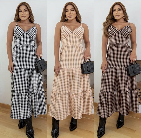 Vestido Longo Xadrez Juh