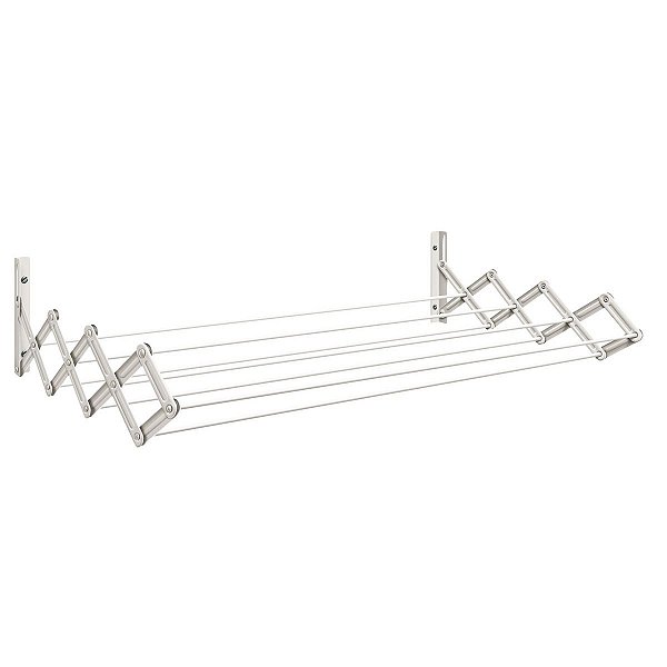 Varal de Parede Secalux Sanfonado Retrátil Reforçado de Aço Branco 60cm