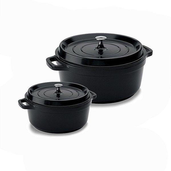 Kit Conjunto Caçarola Hercules Revestimento Ceramico Indução Preto 2,4L + 6,8L