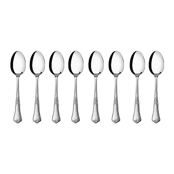 Kit 8 Colheres de Sobremesa Hercules Classique Aço Inox 493-004P