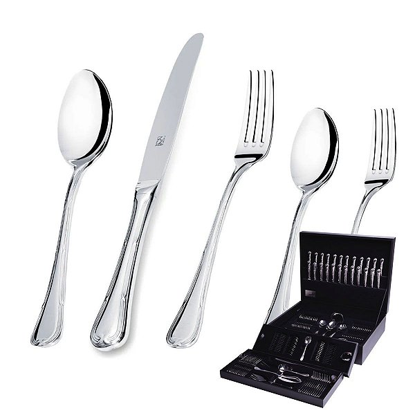 Faqueiro Hercules Aço Inox Croisé 130 Peças Com Estojo Classico