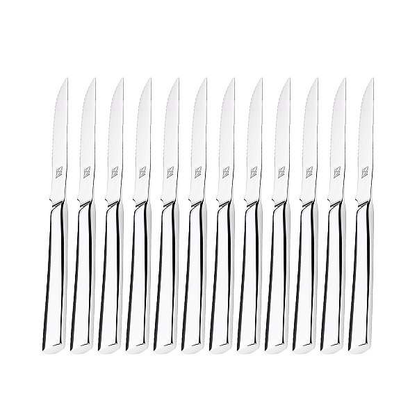 Kit 12 Facas de Mesa Churrasco Hercules Mykonos Aço Inox 4000-040