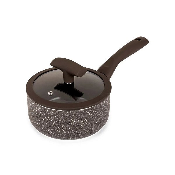 Panela Hercules Redonda Antiaderente Ceramica Indução Marrom 16x8cm 1,5L