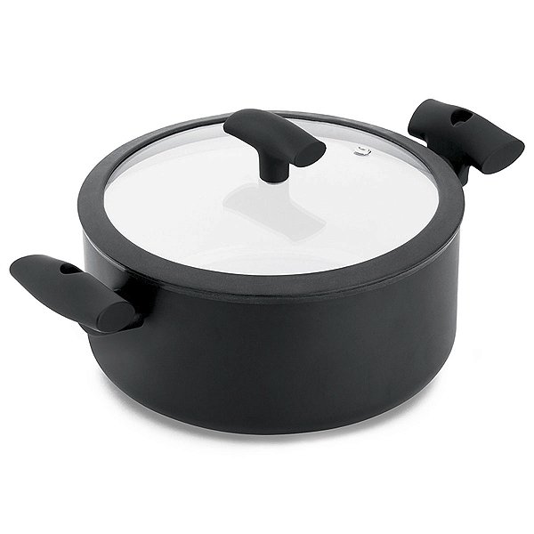Caçarola Hercules Redonda Antiaderente Ceramica Indução Preta 22x9cm 3L