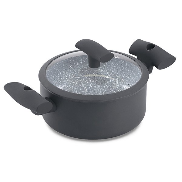 Caçarola Hercules Redonda Antiaderente Ceramica Indução Cinza 22x9cm 3L