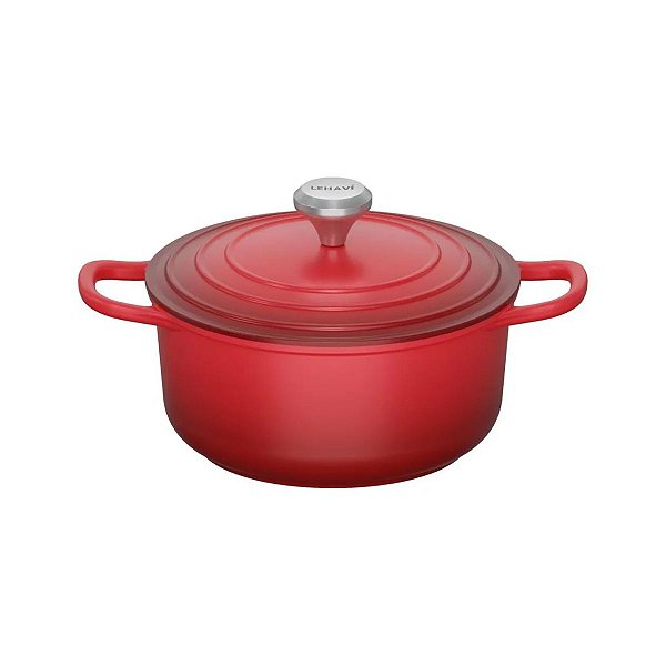 Caçarola Lehavi Florença Redonda Antiaderente Nanocerâmico Indução 24x10 4,5L Vermelha