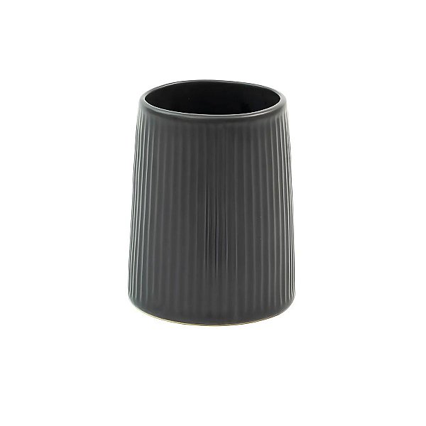 Porta Objetos Oikos Cerâmica Canelado Preto