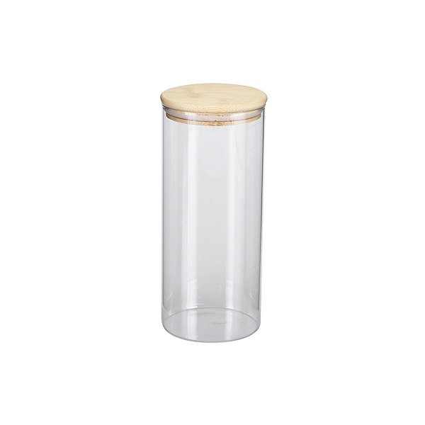 Pote Borea Oikos Redondo de Vidro com Tampa de Bambu Hermética 1,6L