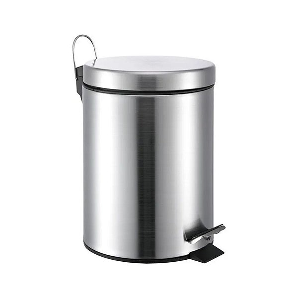 Lixeira Mak Inox Aço Inox 20 Litros Com Pedal e Balde Ø30x44cm