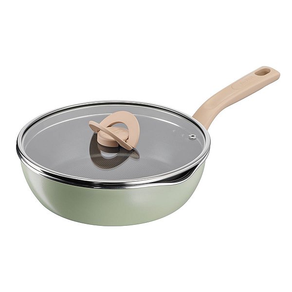 Frigideira Wok Tefal One Pick Antiaderente 22 cm Indução Ceramico Verde