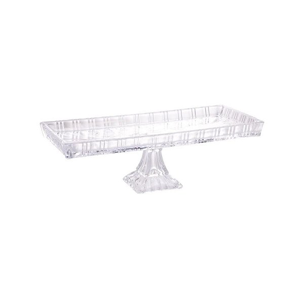 Travessa de Cristal Lyor com Pé Dragon 34cm x 15cm x 10,5cm