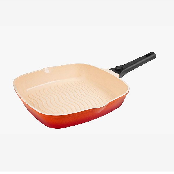 Frigideira Grill Hercules Revestimento Ceramico Indução Laranja 3L 28x6CM