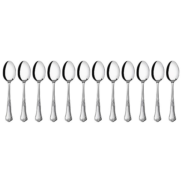 Kit 12 Colheres de Chá Hercules Classique Aço Inox 493-007P