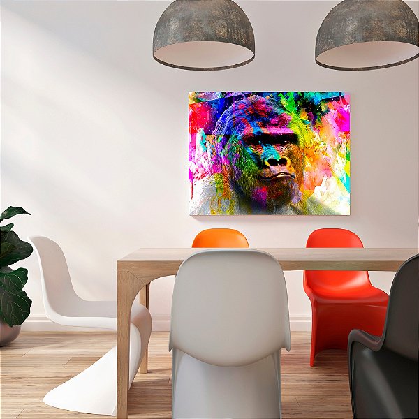 Quadro Canvas Gorila Colorido