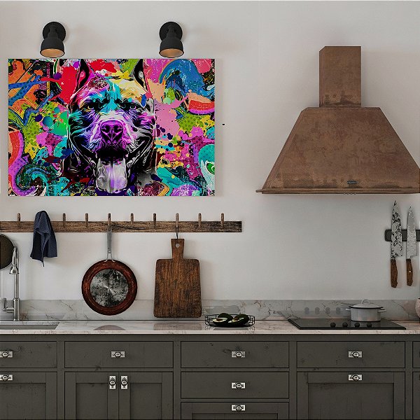 Quadro Canvas Pitbull Colorido