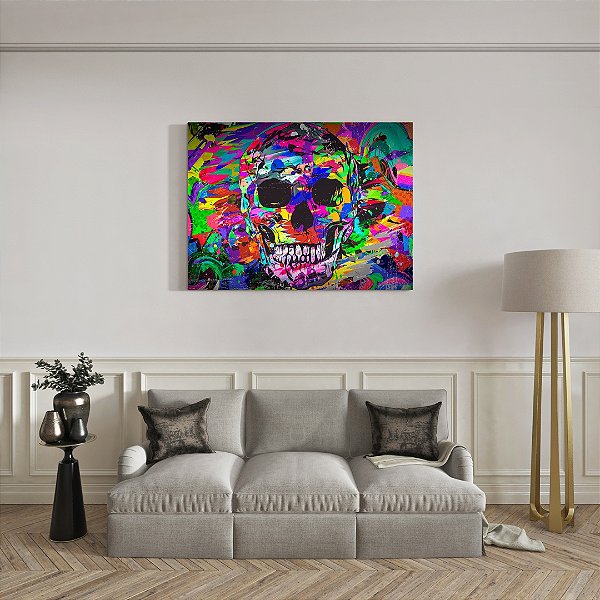 Quadro Canvas Caveira Colorida