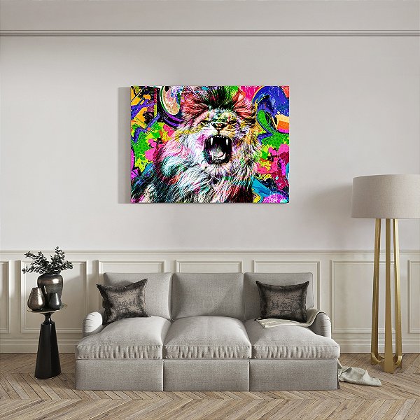 Quadro Canvas Rugido Colorido