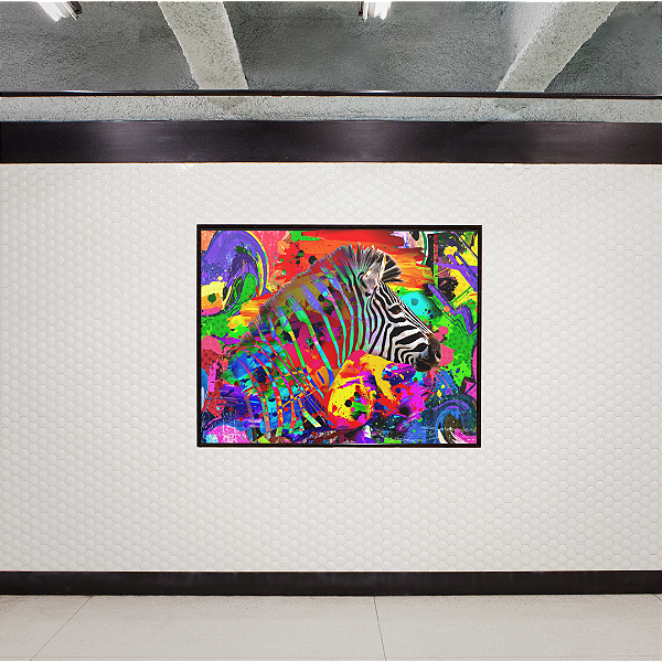 Quadro Canvas Zebra Colorida