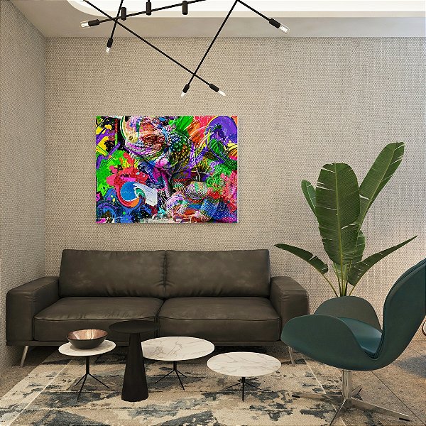 Quadro Canvas Lagarto Colorido