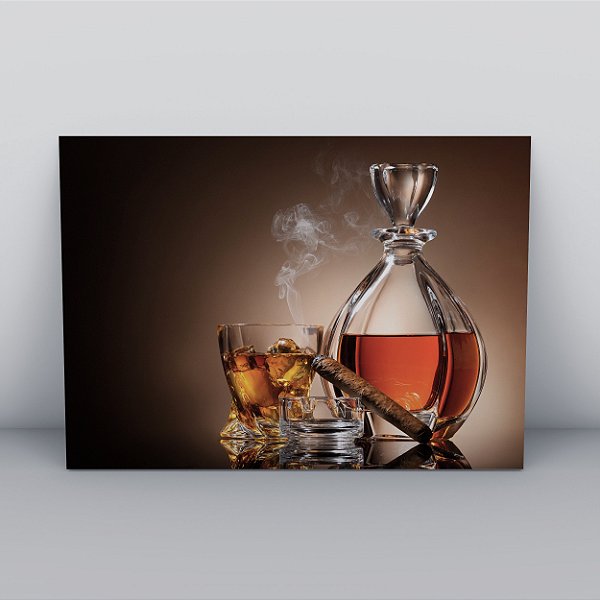 Quadro Canvas  Whisky com Charuto