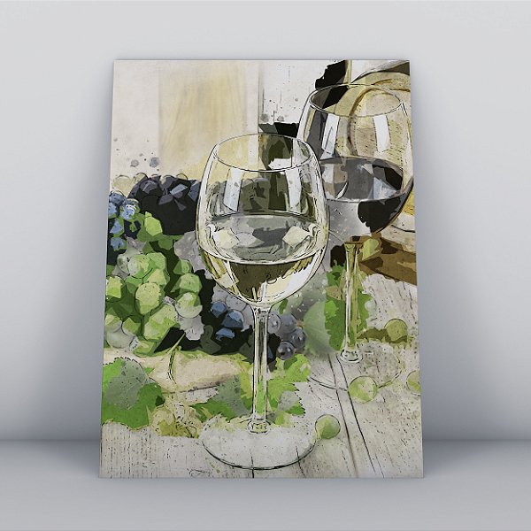 Quadro Canvas Vinho aquarela