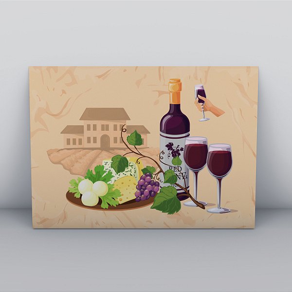 Quadro Canvas Quadro Desenho Vinho