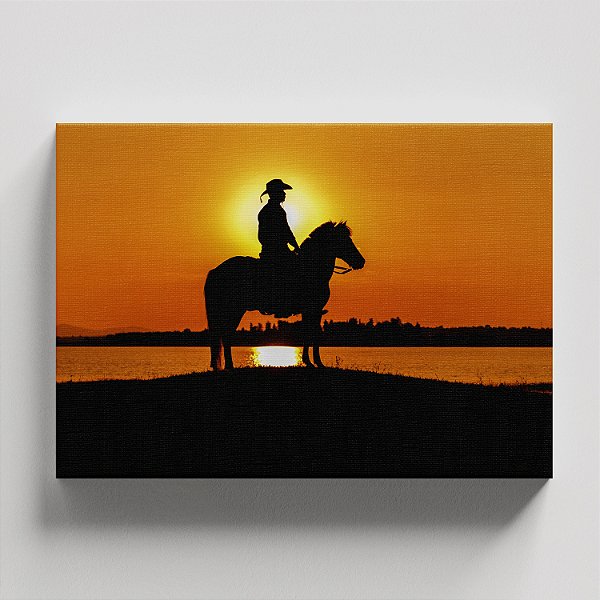 Quadro Canvas  Cavalo Por do Sol